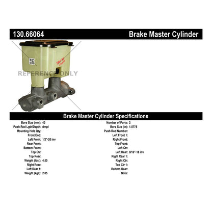 Centric Parts Premium Brake Master Cylinder for 2003-2009 Chevrolet C4500 Kodiak, GMC C4500 Topkick 130.66064