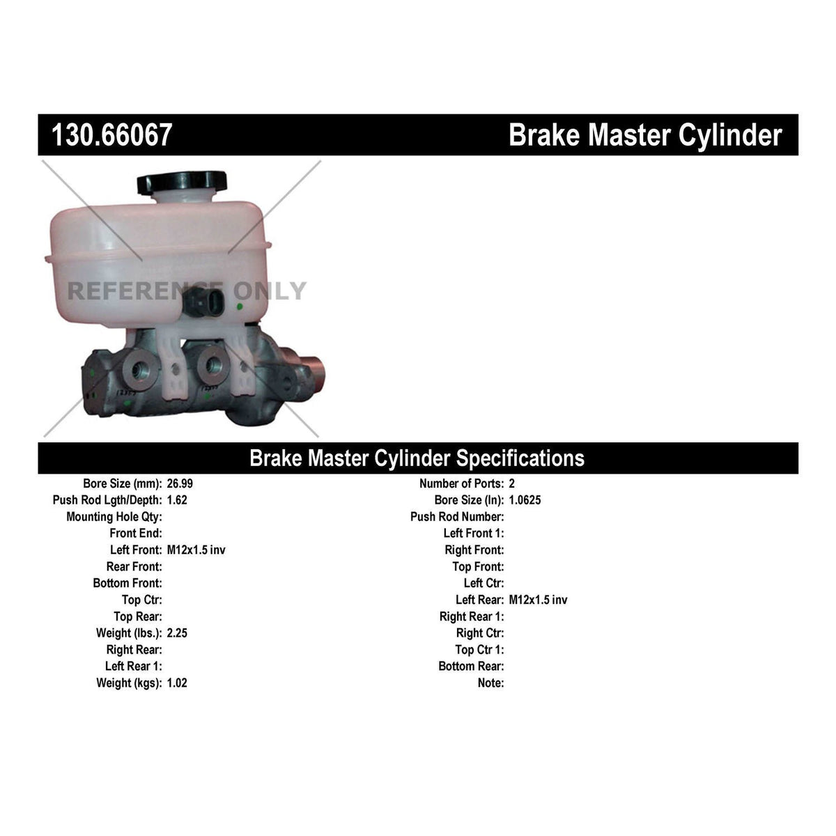 Centric Parts Premium Brake Master Cylinder 130.66067