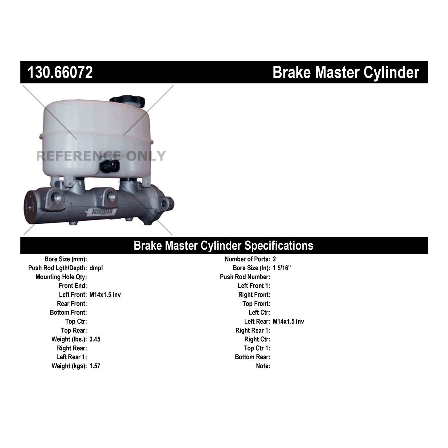 Centric Parts Premium Brake Master Cylinder 130.66072