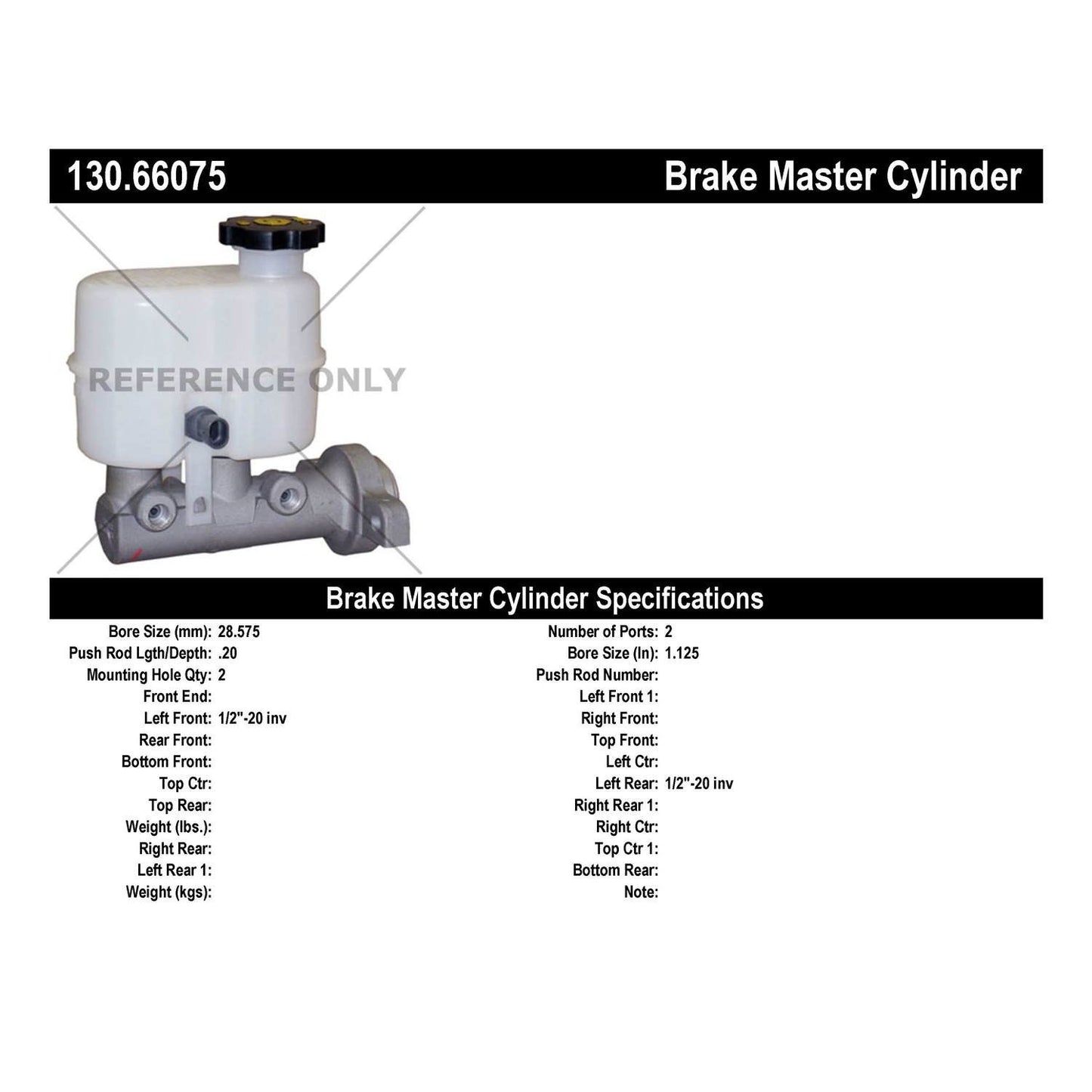 Centric Parts Premium Brake Master Cylinder 130.66075