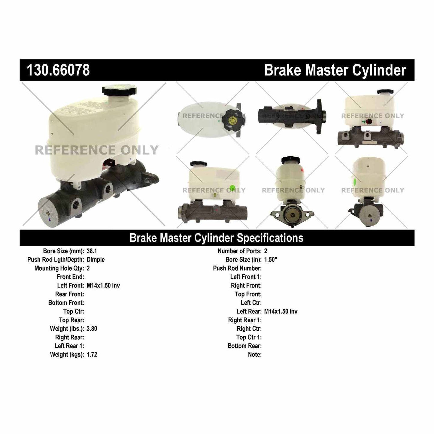 Centric Parts Premium Brake Master Cylinder 130.66078