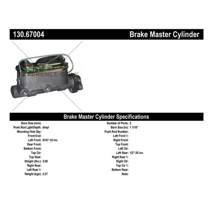 Centric Parts Brake Master Cylinder Premium for Jeep CJ5 1978-1977 CJ7 1978-1977 130.67004