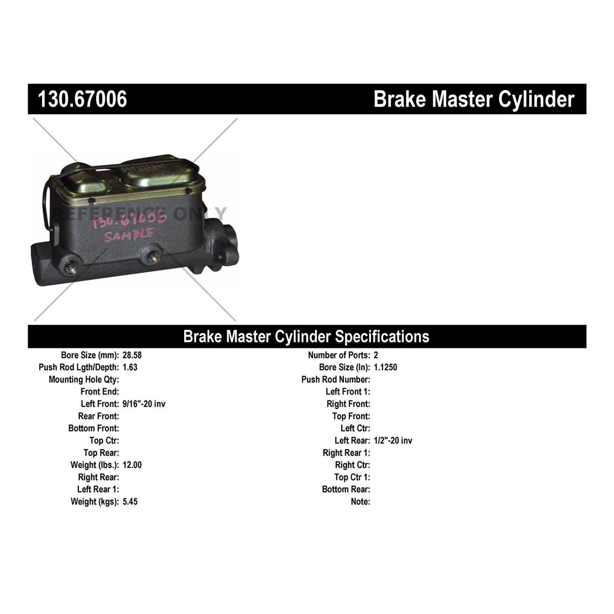 Centric Parts Brake Master Cylinder Premium with Reservoir for 1980-1979 Dodge B300 130.67006