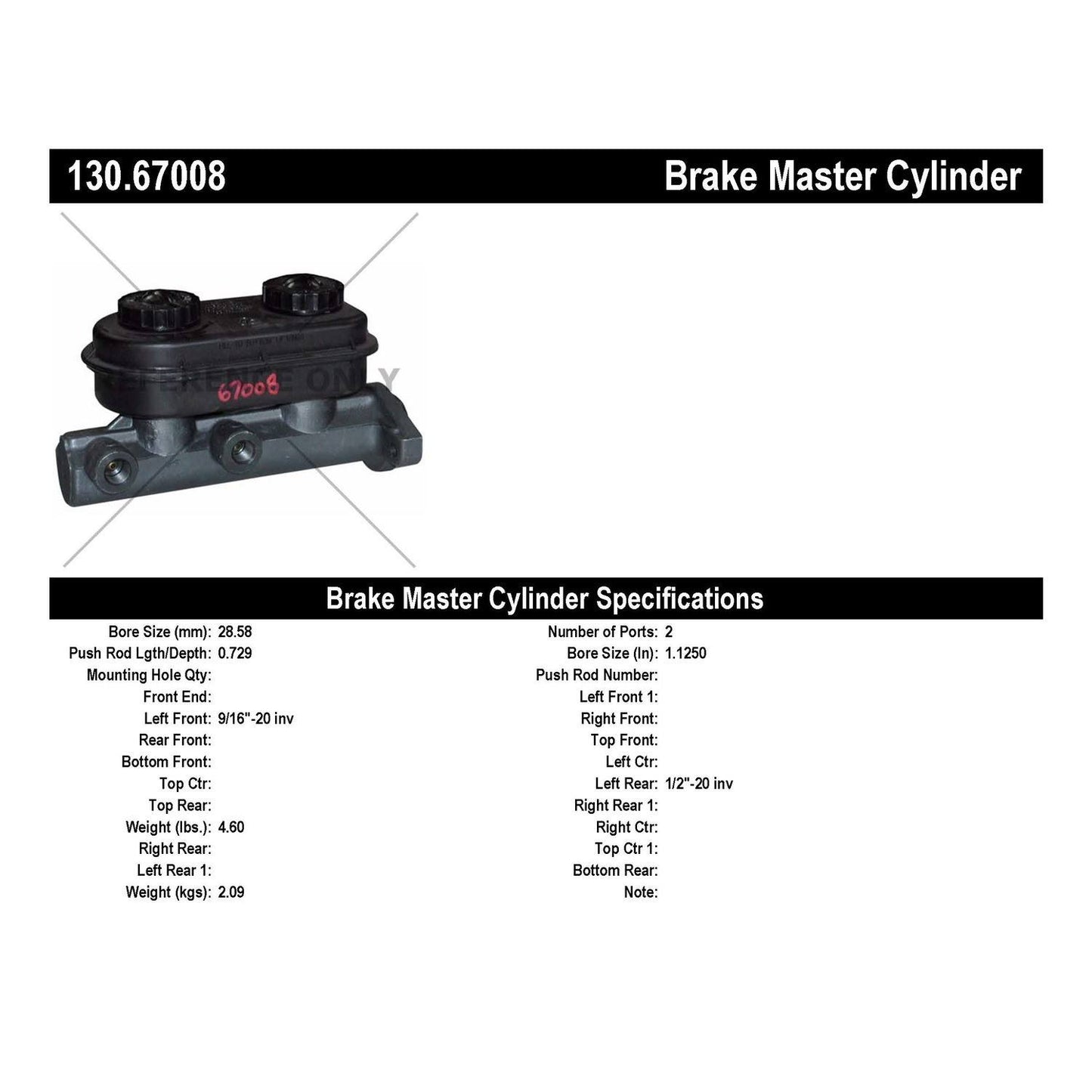 Centric Parts Brake Master Cylinder Premium 130.67008