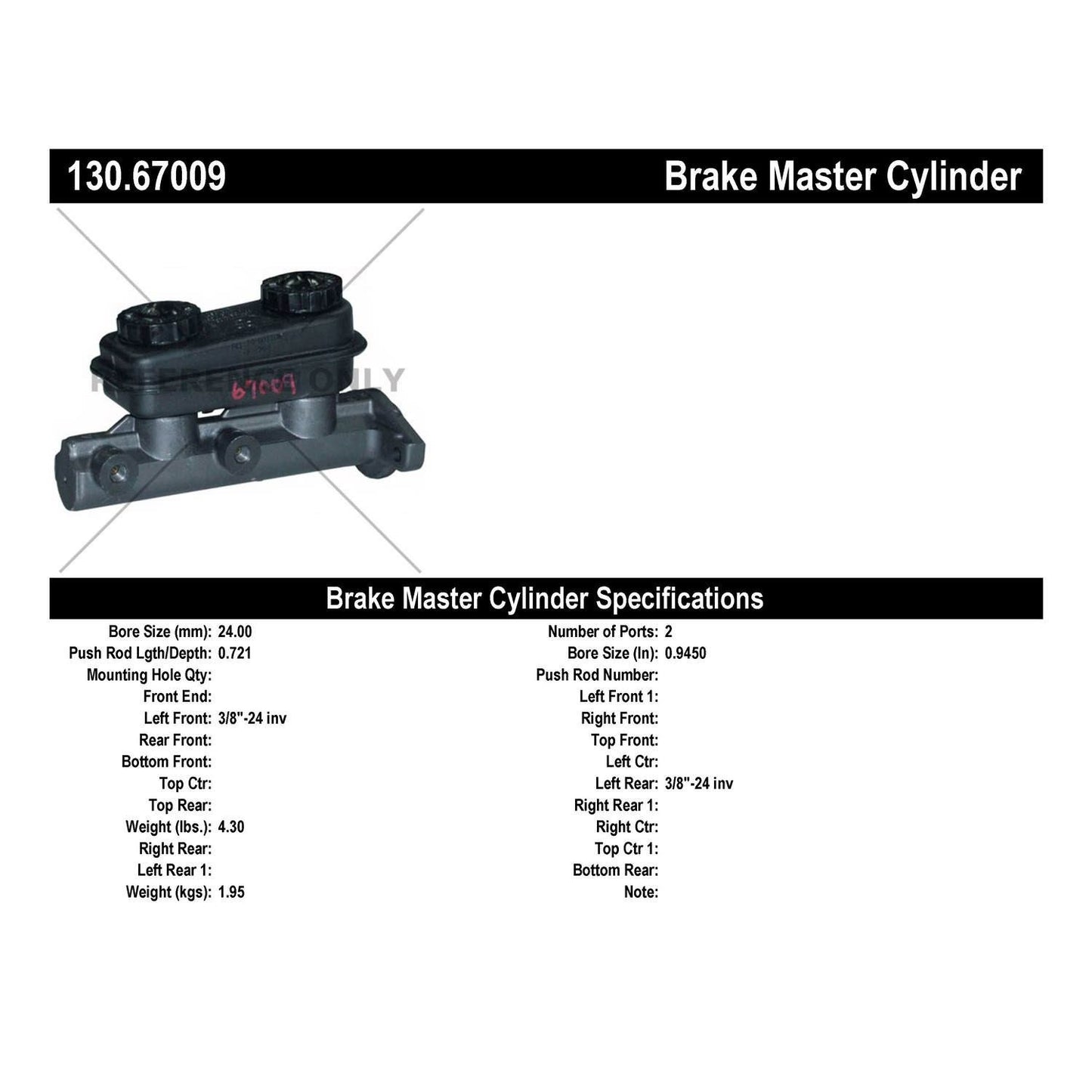 Centric Parts Premium Brake Master Cylinder for 1984-1995 Chrysler Daytona, Dynasty, LeBaron, New Yorker, Town & Country, Dodge Caravan, Grand Caravan, Mini Ram, Spir 130.67009