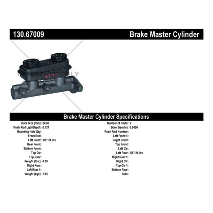 Centric Parts Premium Brake Master Cylinder for 1984-1995 Chrysler Daytona, Dynasty, LeBaron, New Yorker, Town & Country, Dodge Caravan, Grand Caravan, Mini Ram, Spir 130.67009