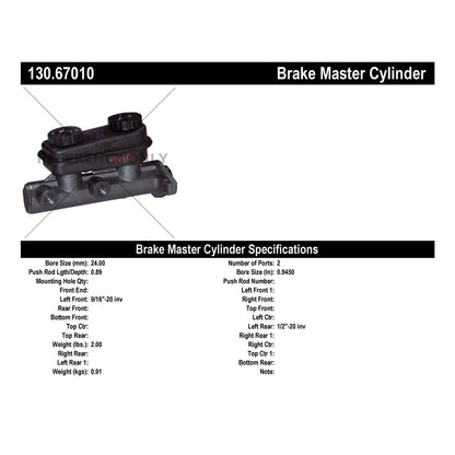 Stoptech Centric Premium Brake Master Cylinder 130.67010