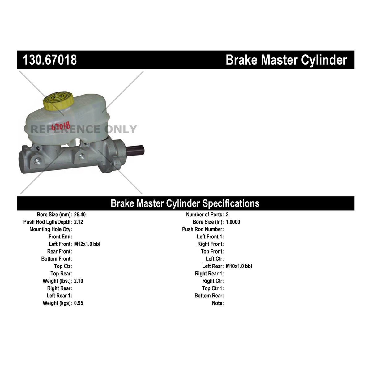 Centric Parts Premium Brake Master Cylinder 130.67018
