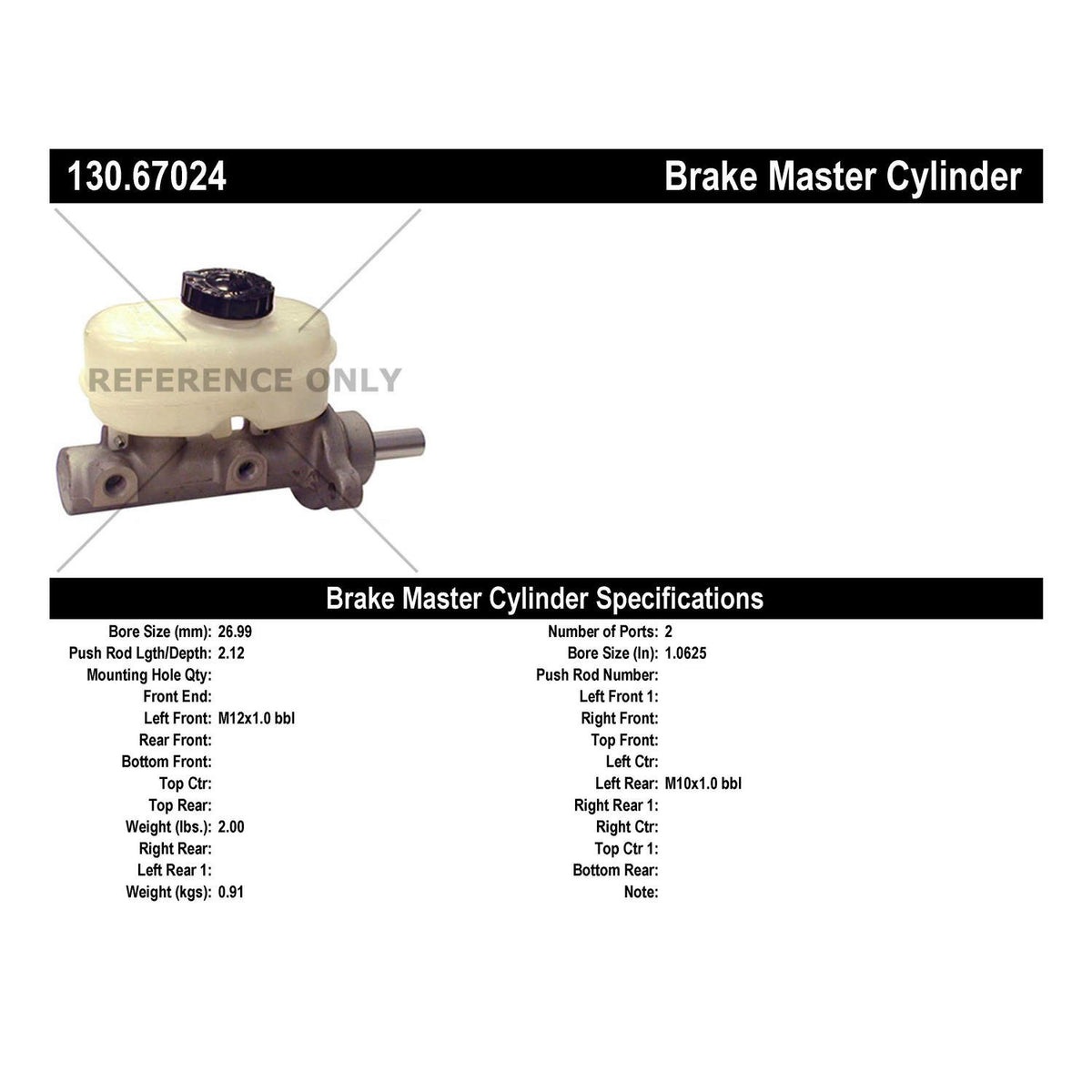 Centric Parts Premium Brake Master Cylinder 130.67024