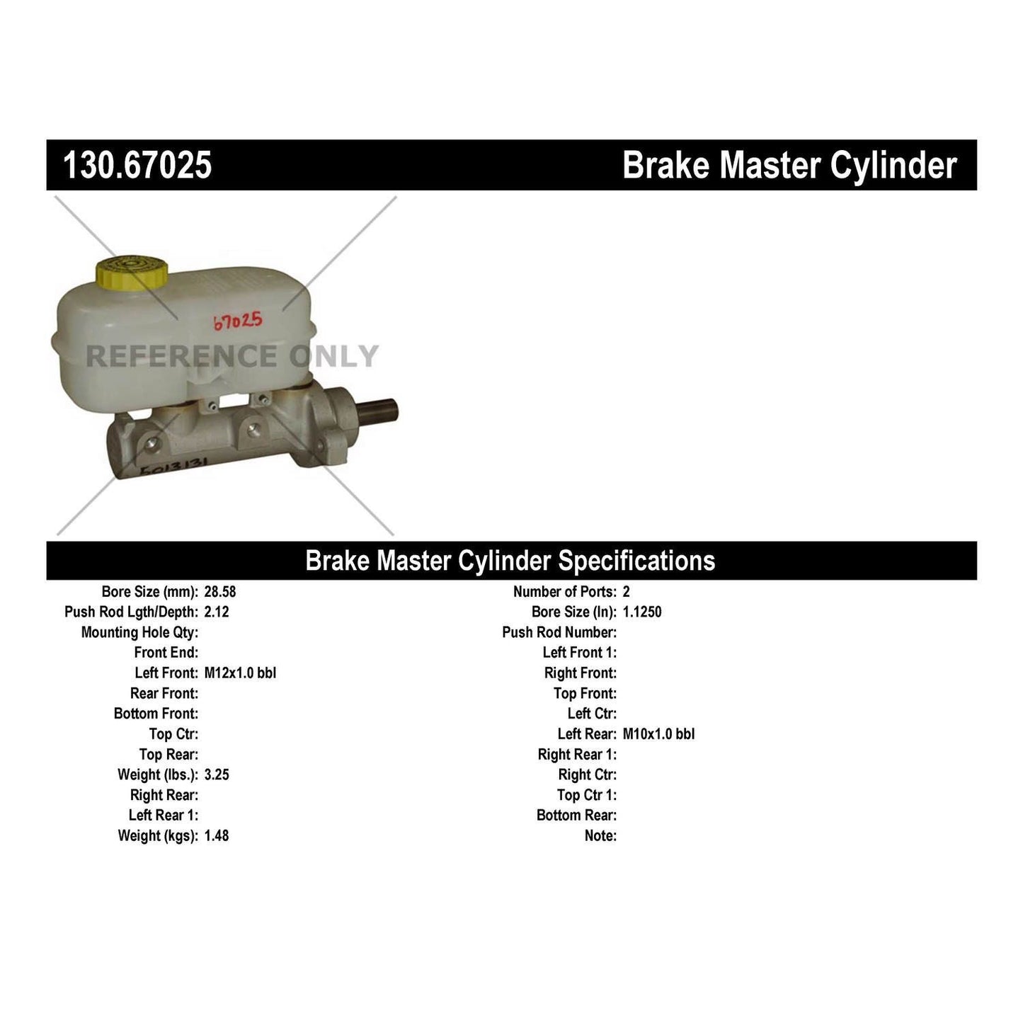 Centric Parts Premium Brake Master Cylinder 130.67025