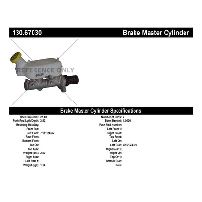 Centric Parts Brake Master Cylinder Premium for 2003-2005 Chrysler Pacifica Town & Country Dodge Caravan Grand Caravan 130.67030