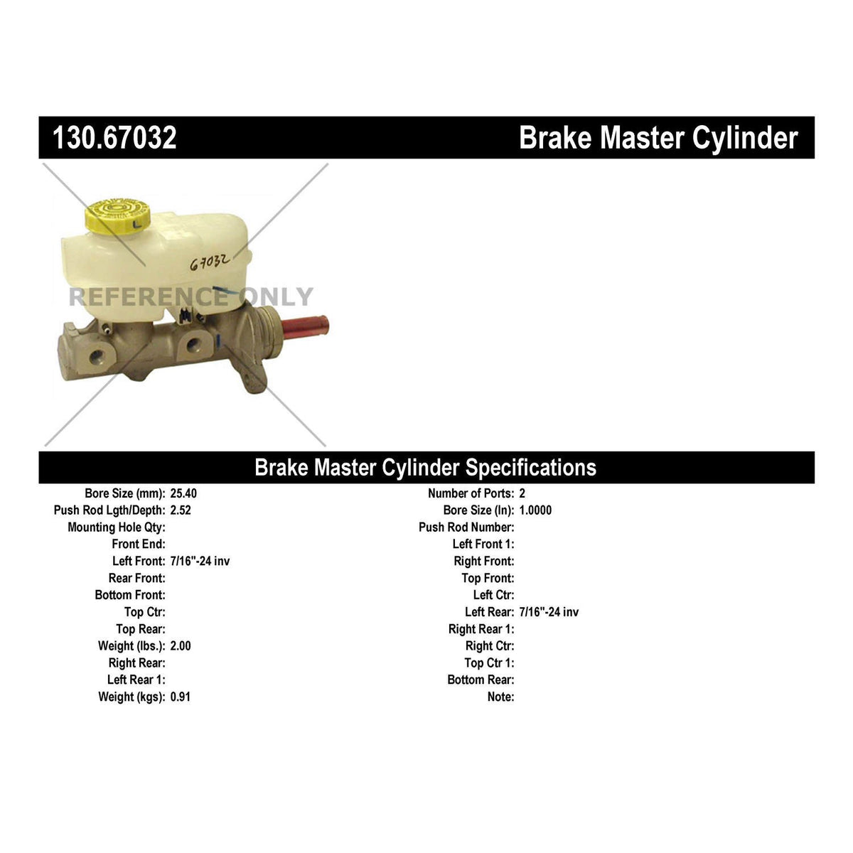 Centric Parts Premium Brake Master Cylinder 130.67032