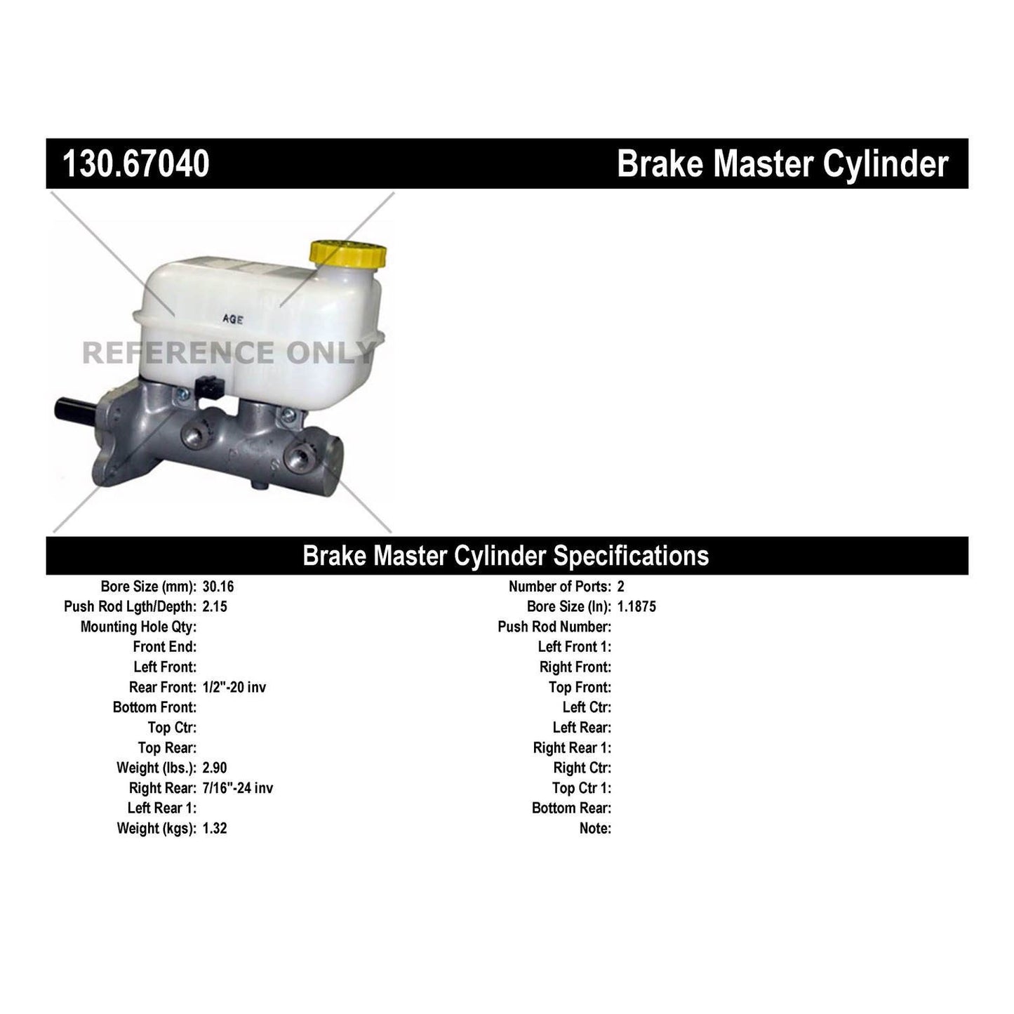 Centric Parts Brake Master Cylinder Premium for 2006 Dodge Durango 130.67040