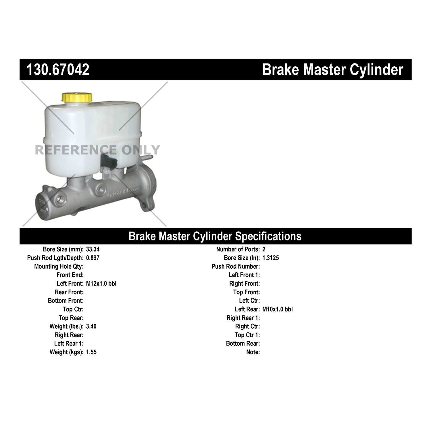 StopTech Premium Brake Master Cylinder 130.67042