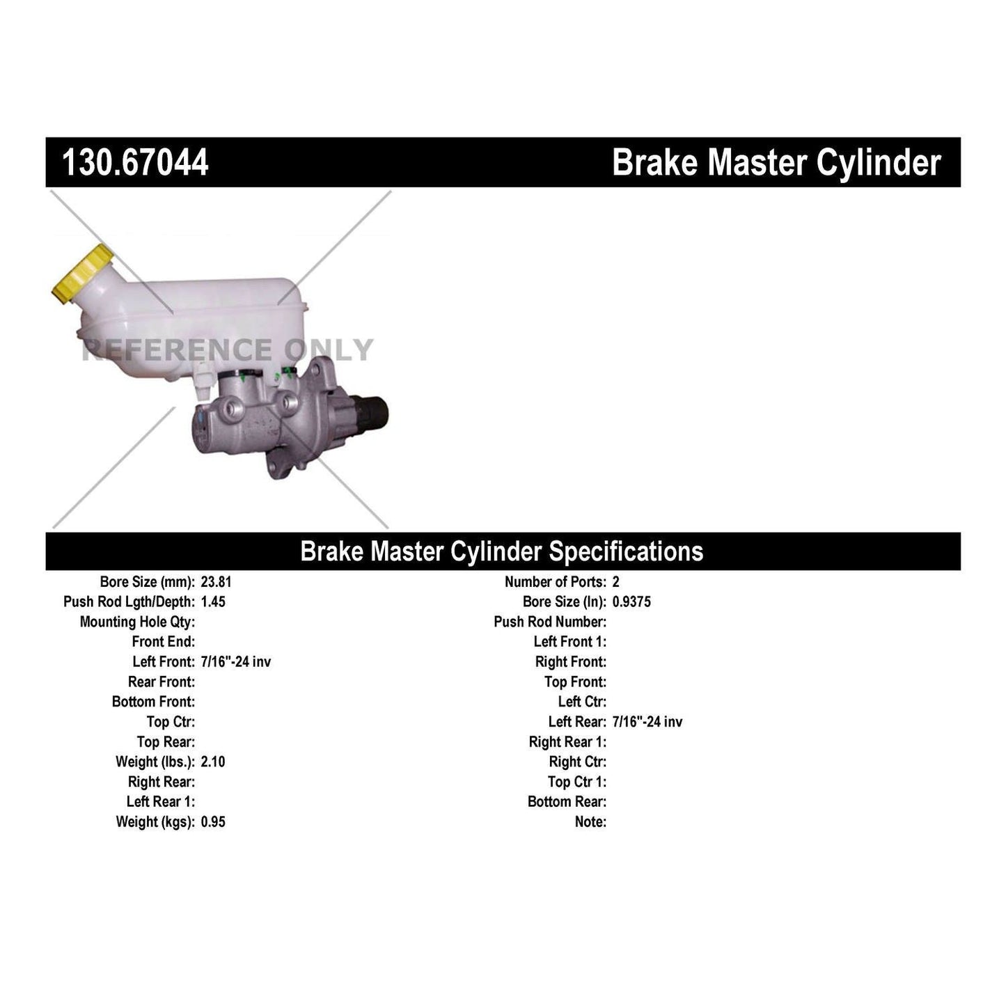 Centric Parts Premium Brake Master Cylinder for 2008 Chrysler Town & Country Dodge Grand Caravan 130.67044