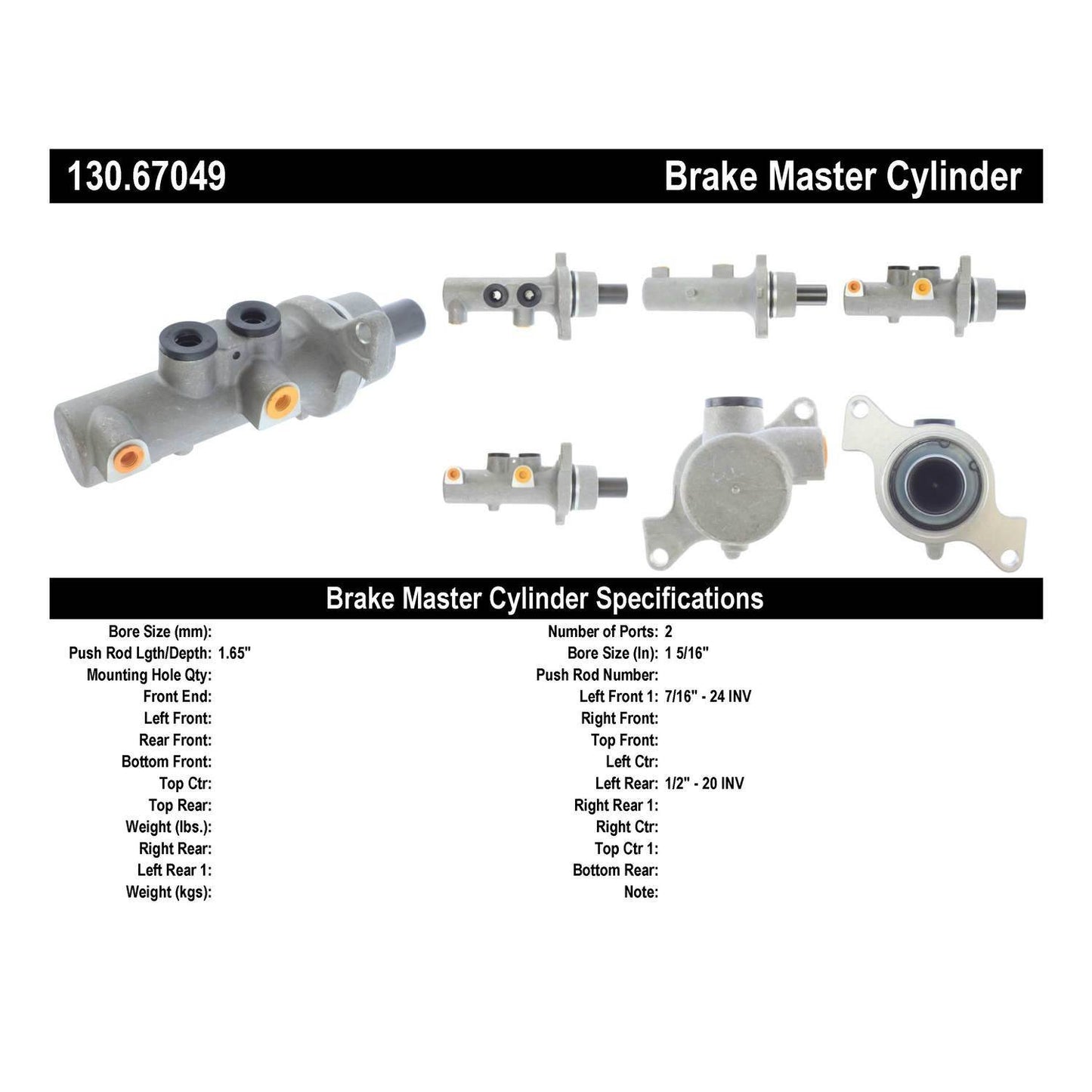 Centric Parts Brake Master Cylinder Premium for 2012-2018 Ram 2500 130.67049