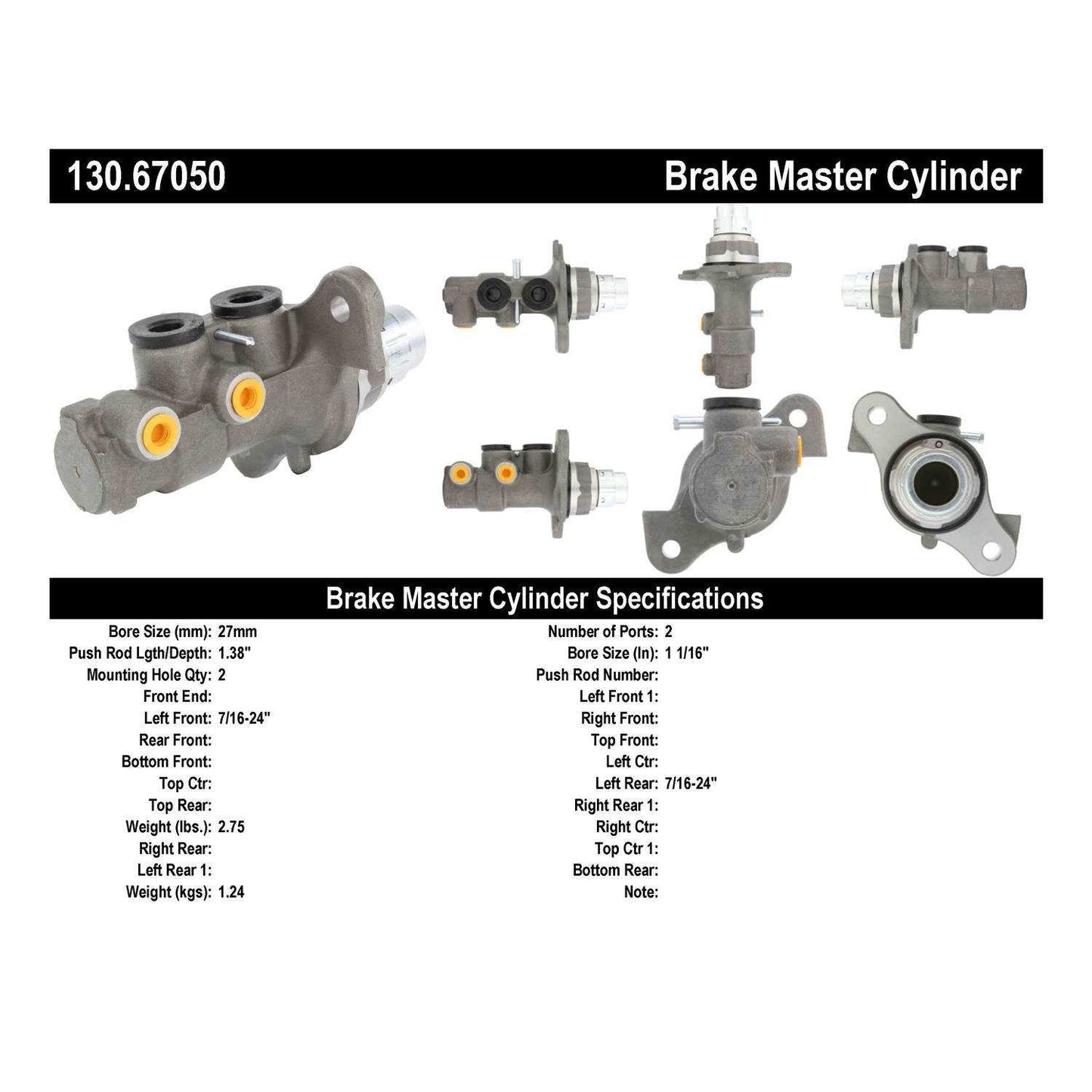 Centric Parts Brake Master Cylinder Premium for 2016-2012 Chrysler Town & Country, Dodge Grand Caravan 2020-2012, Ram C/V 2013-2012, Volkswagen Routan 2014-2012 130.67050