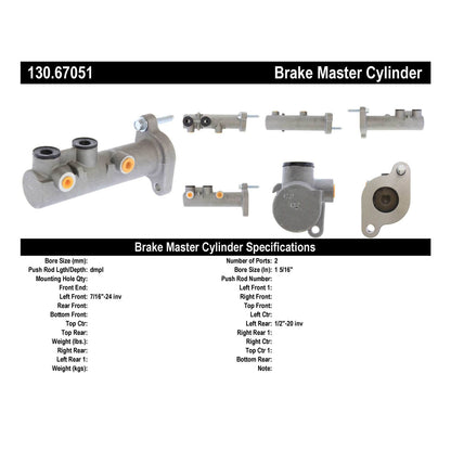 Centric Parts Premium Brake Master Cylinder for 2017-2012 Ram 2500, 2018-2012 3500, 2015-2012 4000 130.67051