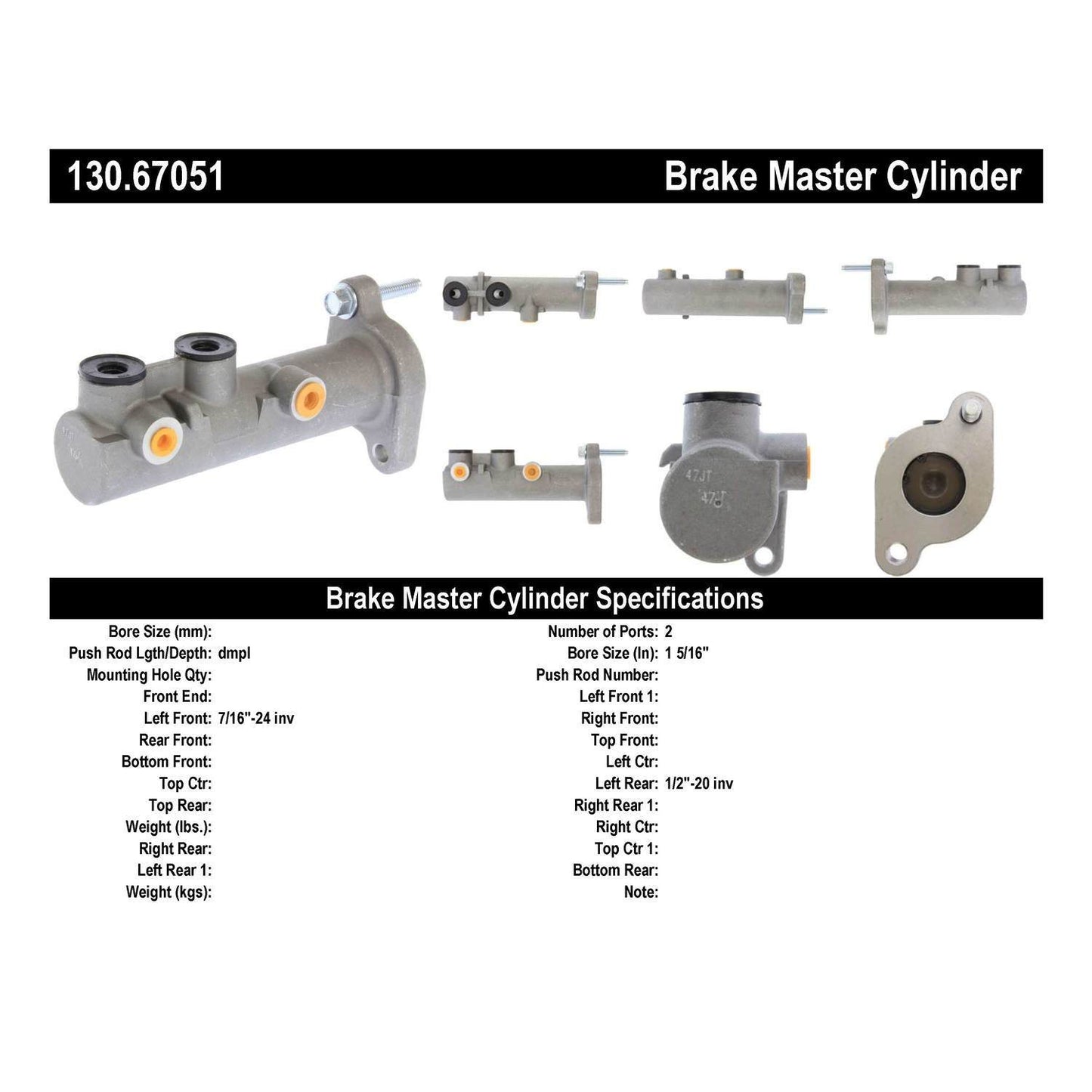 Centric Parts Premium Brake Master Cylinder for 2017-2012 Ram 2500, 2018-2012 3500, 2015-2012 4000 130.67051