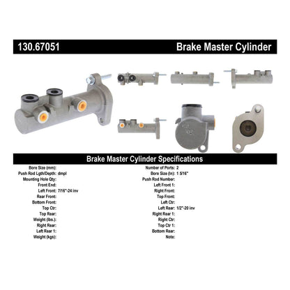 Centric Parts Premium Brake Master Cylinder for 2017-2012 Ram 2500, 2018-2012 3500, 2015-2012 4000 130.67051
