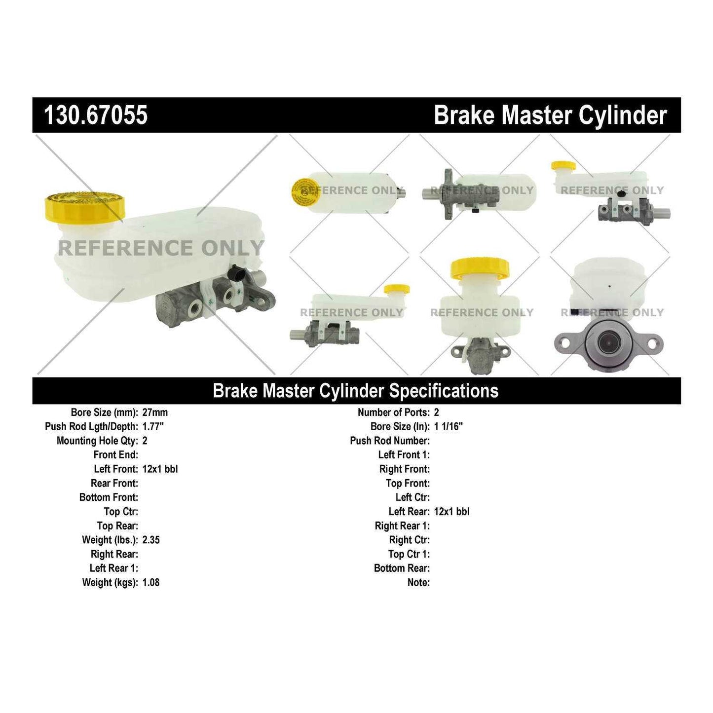 Centric Parts Premium Brake Master Cylinder 130.67055