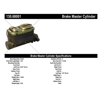 Centric Parts Premium Brake Master Cylinder for 1978-1975 Chevrolet P30 130.68001