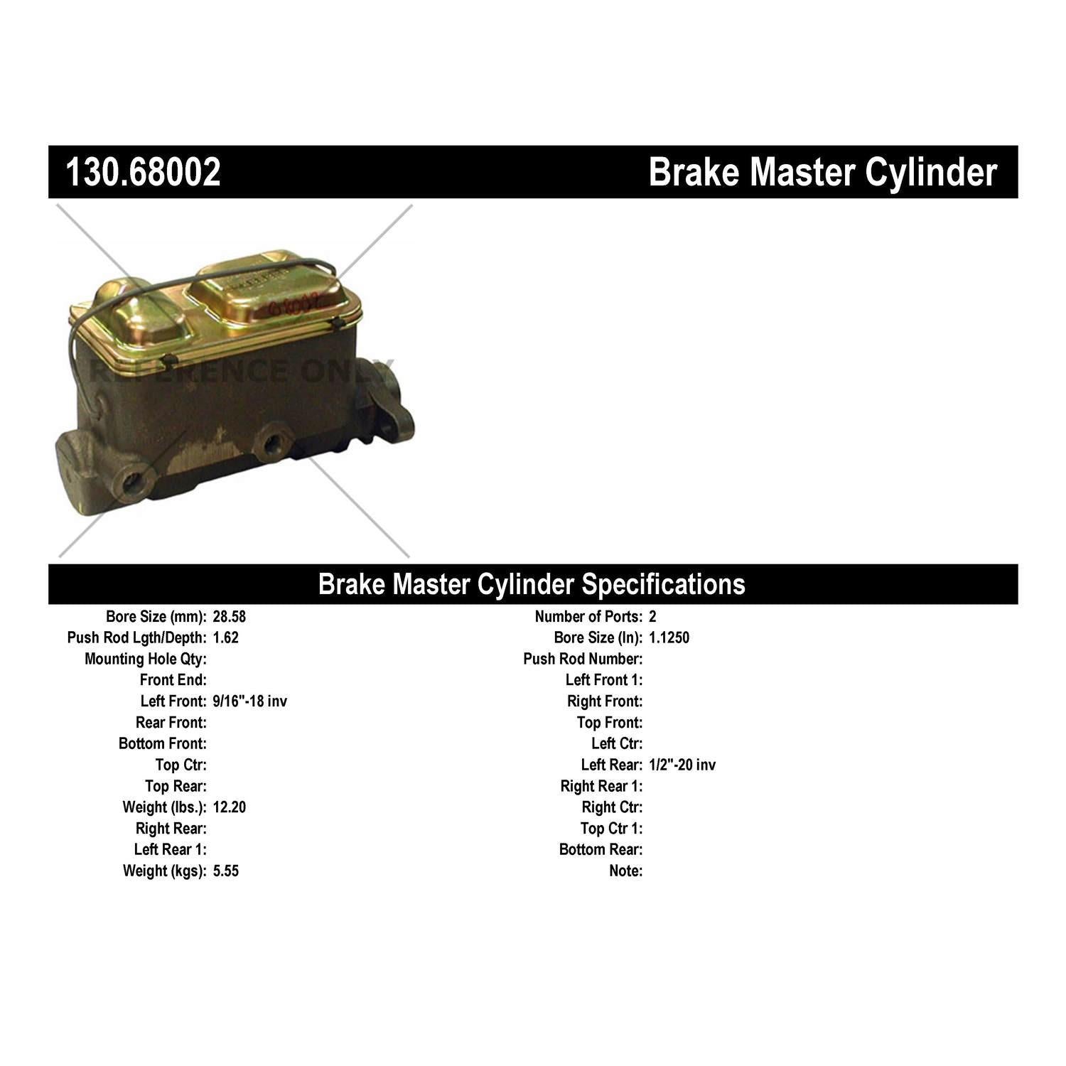 Centric Parts Premium Brake Master Cylinder 130.68002