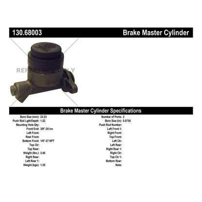 Centric Parts Brake Master Cylinder Premium with Original Aluminum Casting for 1966-1961 International Scout 1964-1961 Lincoln Continental 130.68003