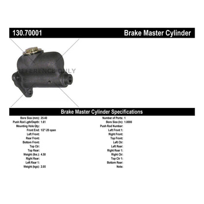 Centric Parts Premium Brake Master Cylinder with Reservoir for 1966 130.70001