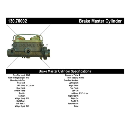 Centric Parts Premium Brake Master Cylinder 130.70002