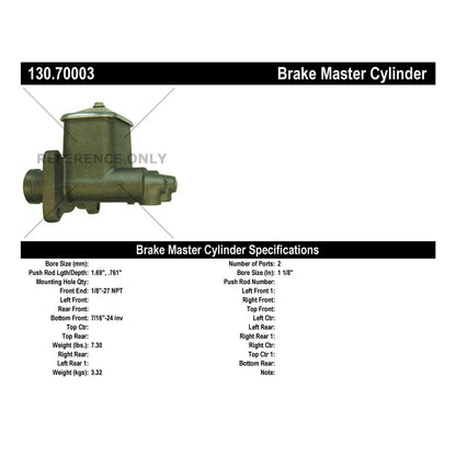 Centric Parts Brake Master Cylinder Premium International 1200A 130.70003