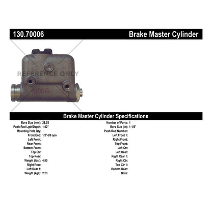 Centric Parts Premium Brake Master Cylinder 130.70006
