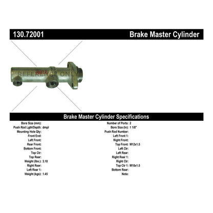 Centric Parts Brake Master Cylinder with Reservoir Switches and Floats 130.72001