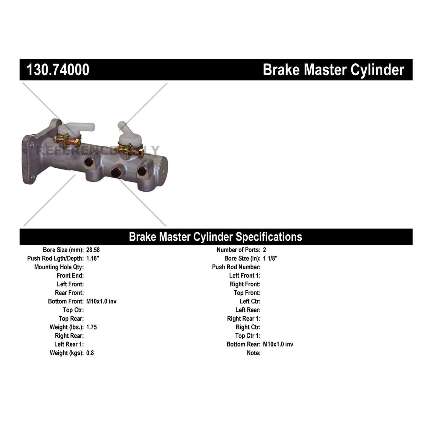 Stoptech Centric Premium Brake Master Cylinder 130.74000