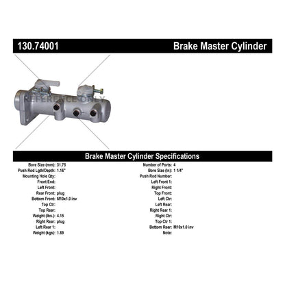 Stoptech Centric Premium Brake Master Cylinder 130.74001