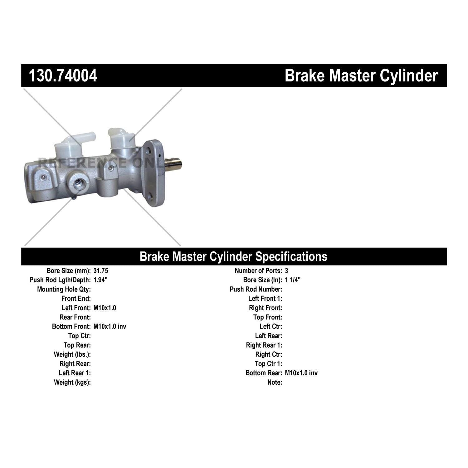 Centric Parts Premium Brake Master Cylinder 130.74004