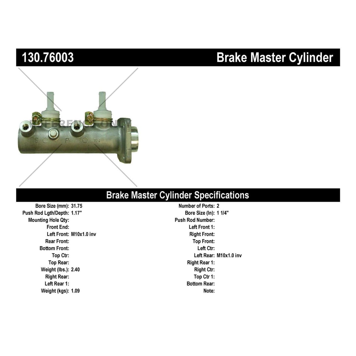 Centric Parts Brake Master Cylinder with Reservoir Switches and Floats