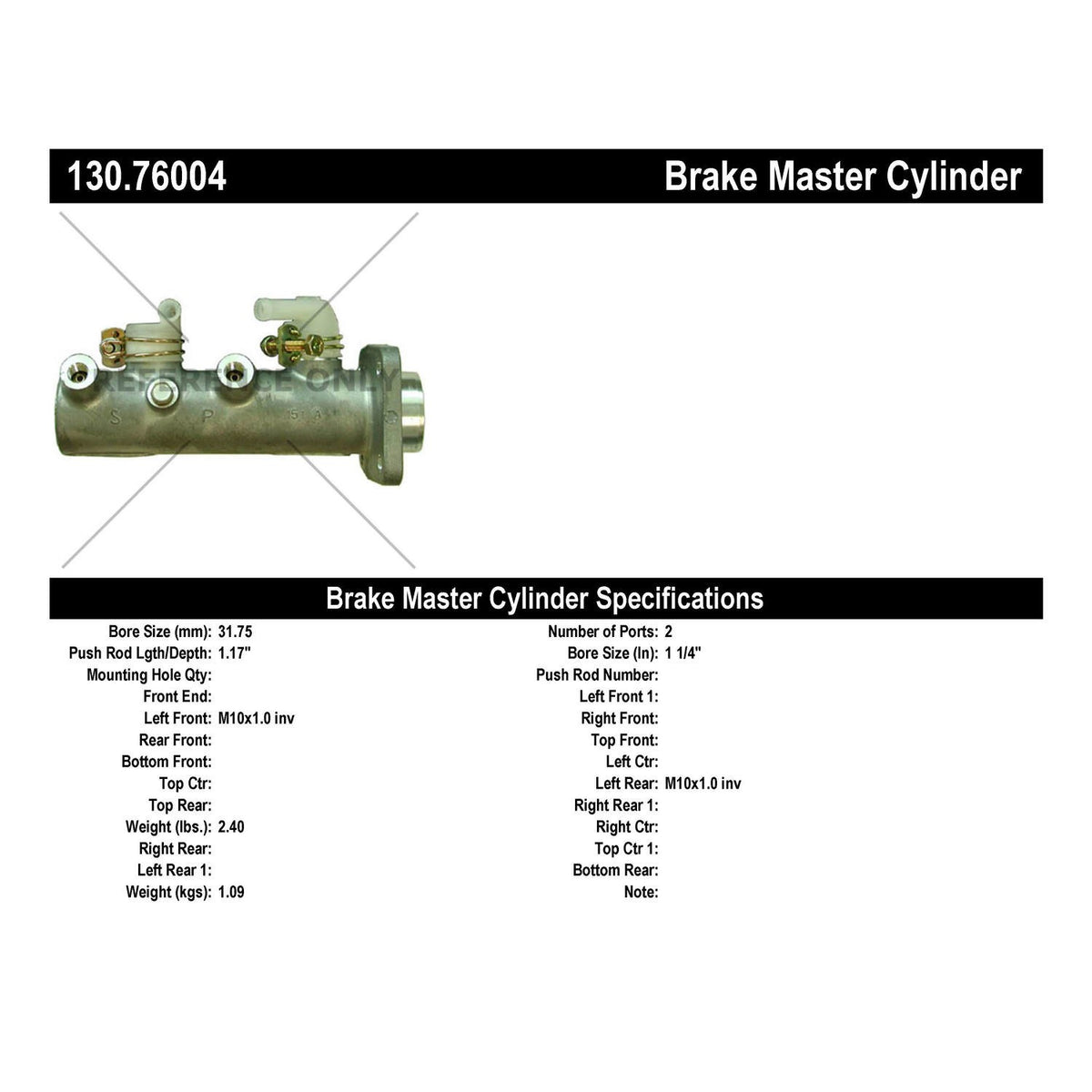 Stoptech Centric Premium Brake Master Cylinder 130.76004