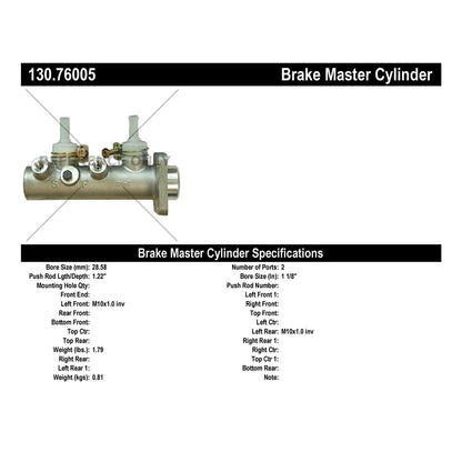 Stoptech Centric Premium Brake Master Cylinder 130.76005
