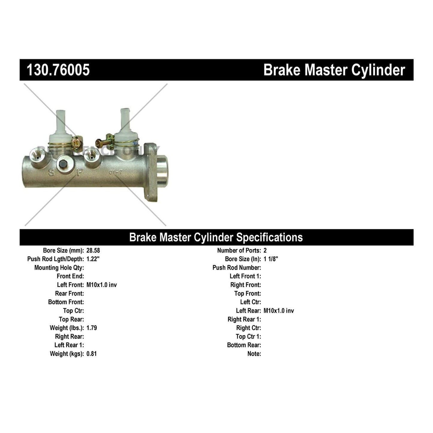 Centric Parts Brake Master Cylinder 130.76005
