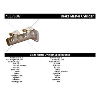 Centric Parts Brake Master Cylinder 130.76007