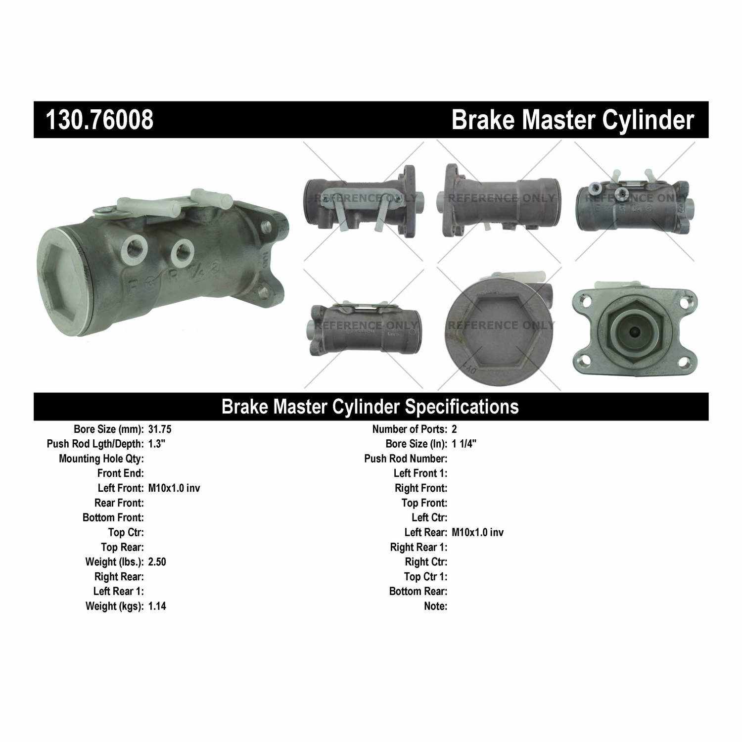 StopTech Premium Brake Master Cylinder 130.76008