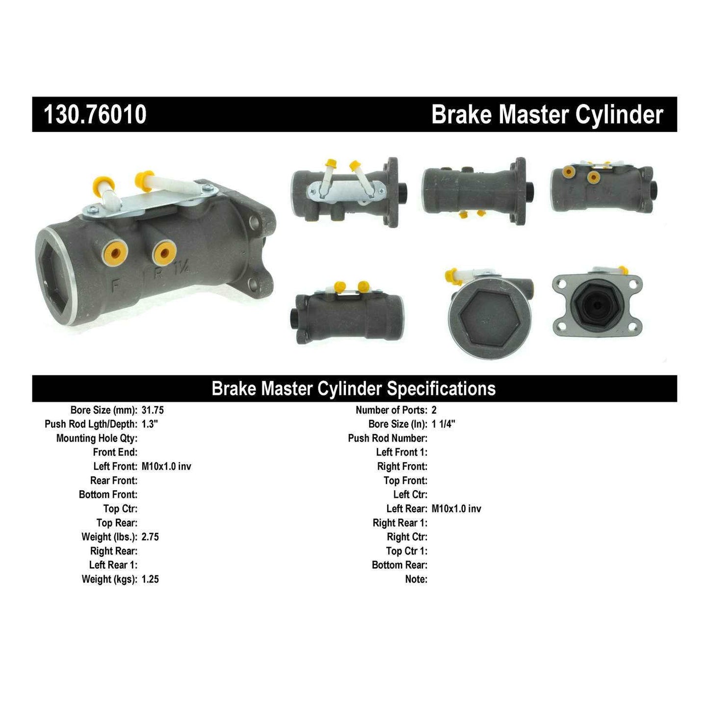 Stoptech Centric Premium Brake Master Cylinder 130.76010
