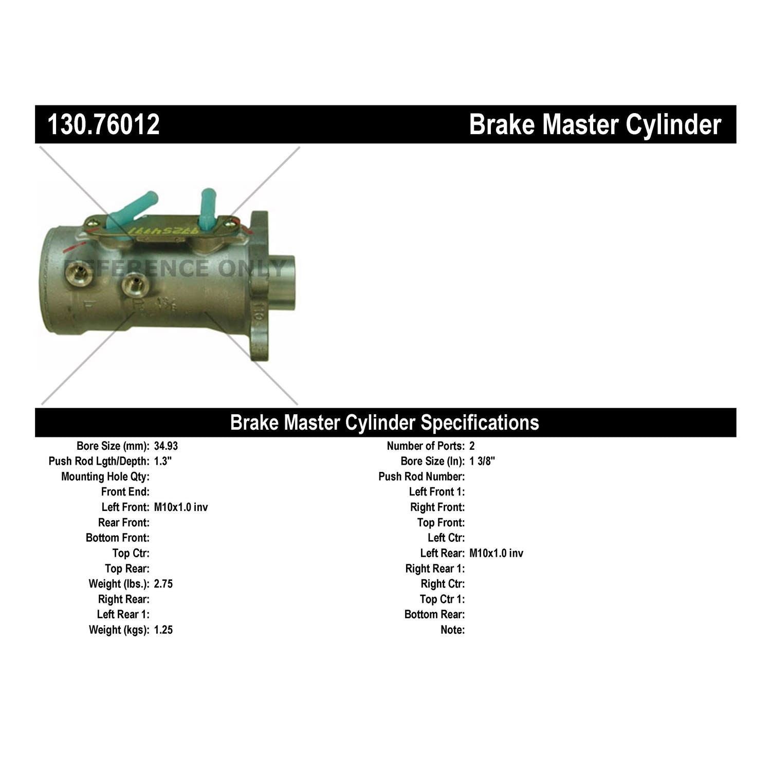 Centric Parts Premium Brake Master Cylinder 130.76012