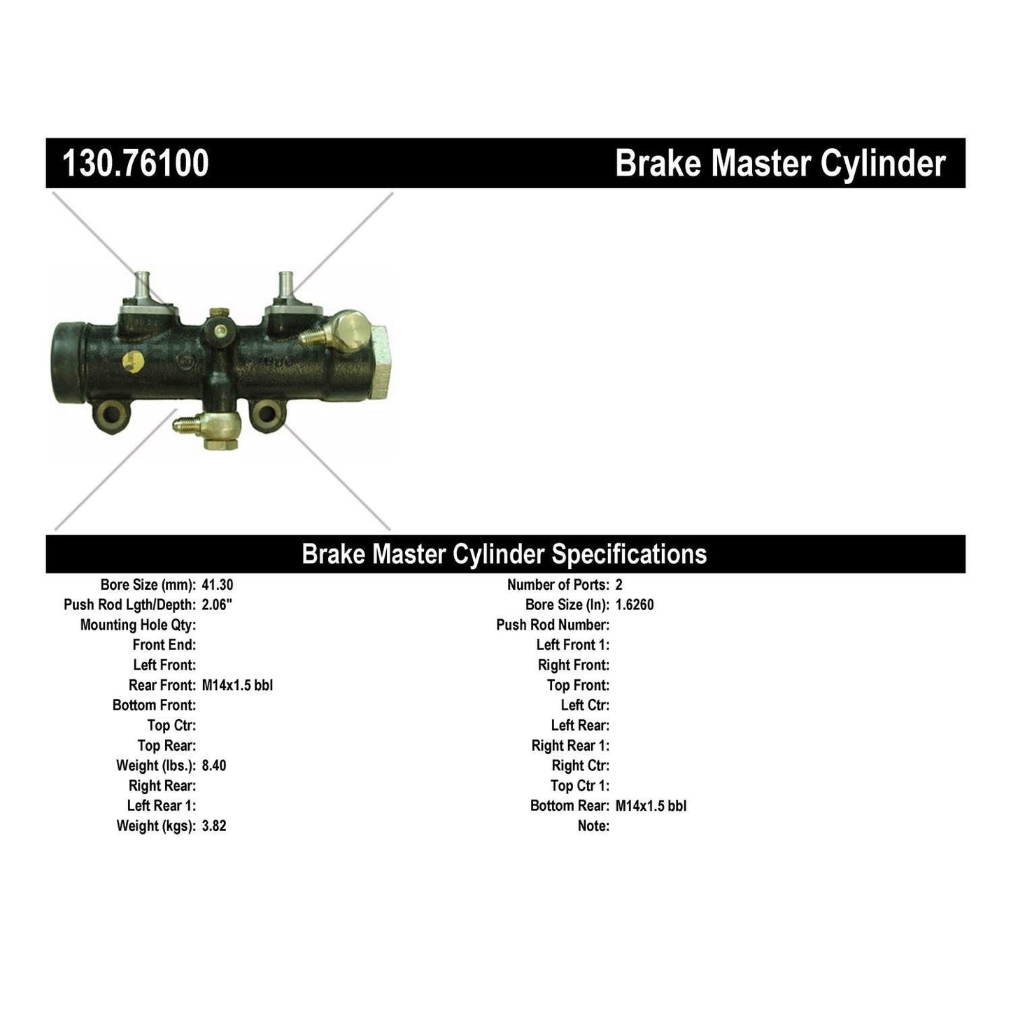 Stoptech Centric Premium Brake Master Cylinder 130.76100