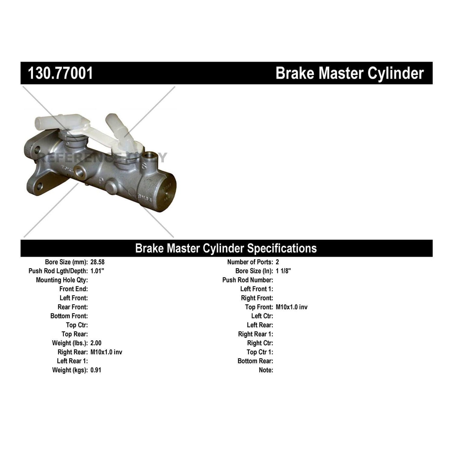 Centric Parts Brake Master Cylinder with Reservoir Switches and Floats 130.77001