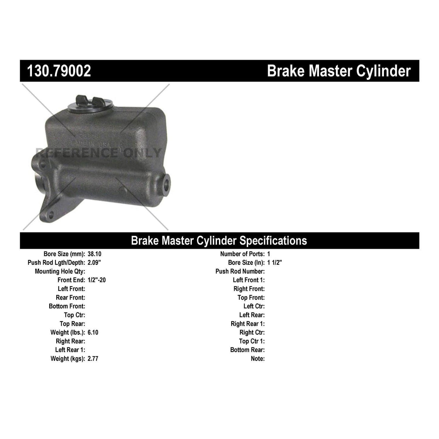 Centric Parts Brake Master Cylinder 130.79002