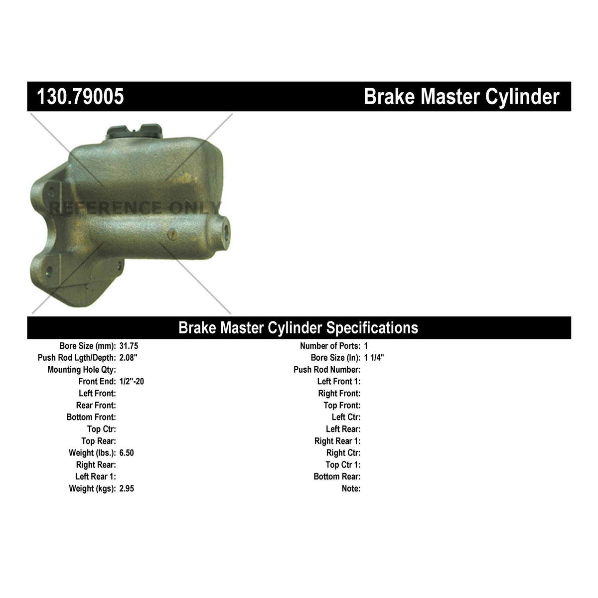 Centric Parts Premium Brake Master Cylinder 130.79005