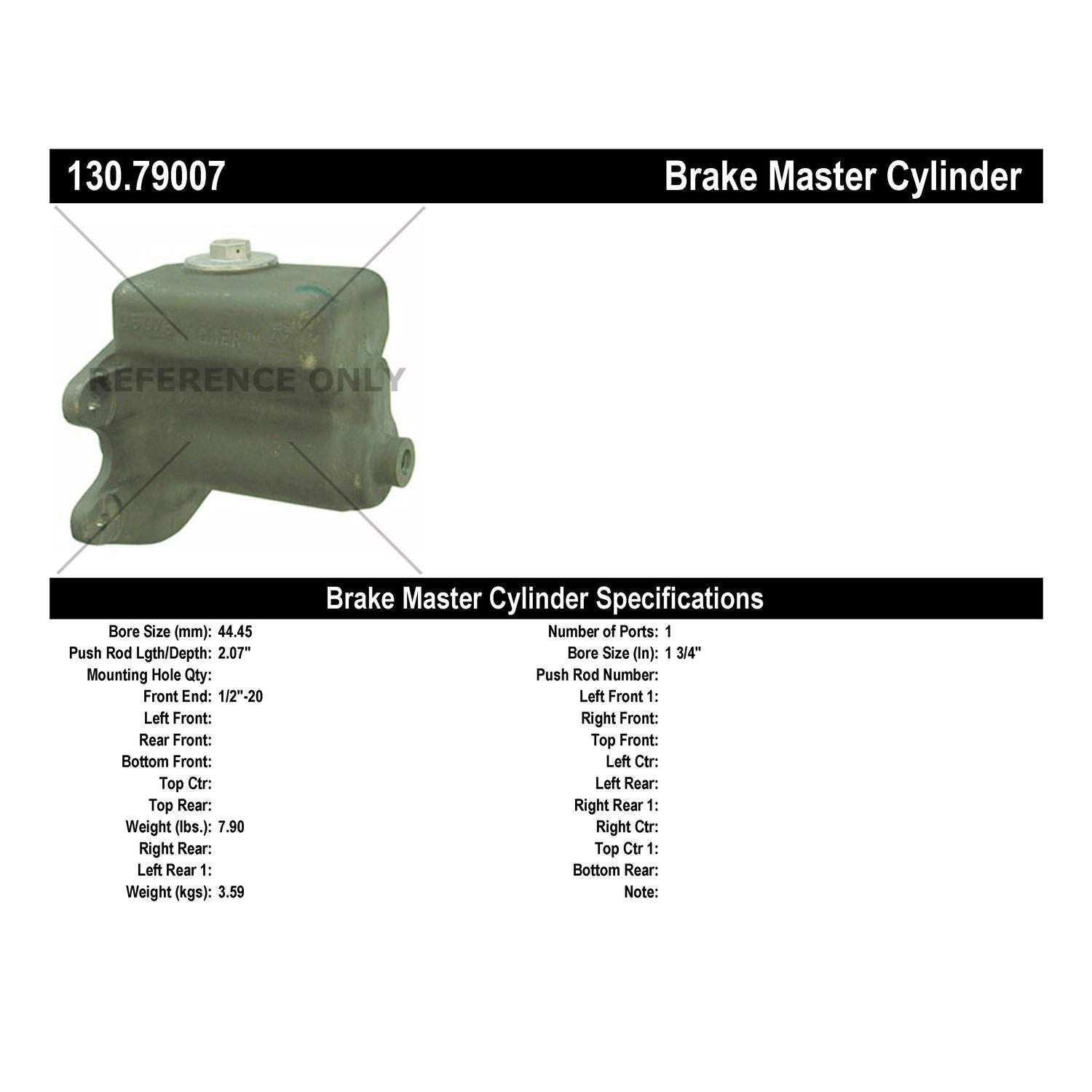 StopTech Premium Brake Master Cylinder 130.79007