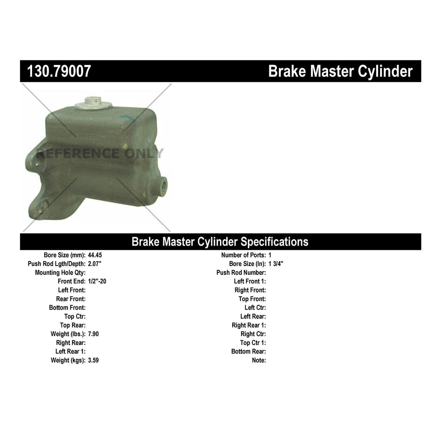 Centric Parts Brake Master Cylinder 130.79007